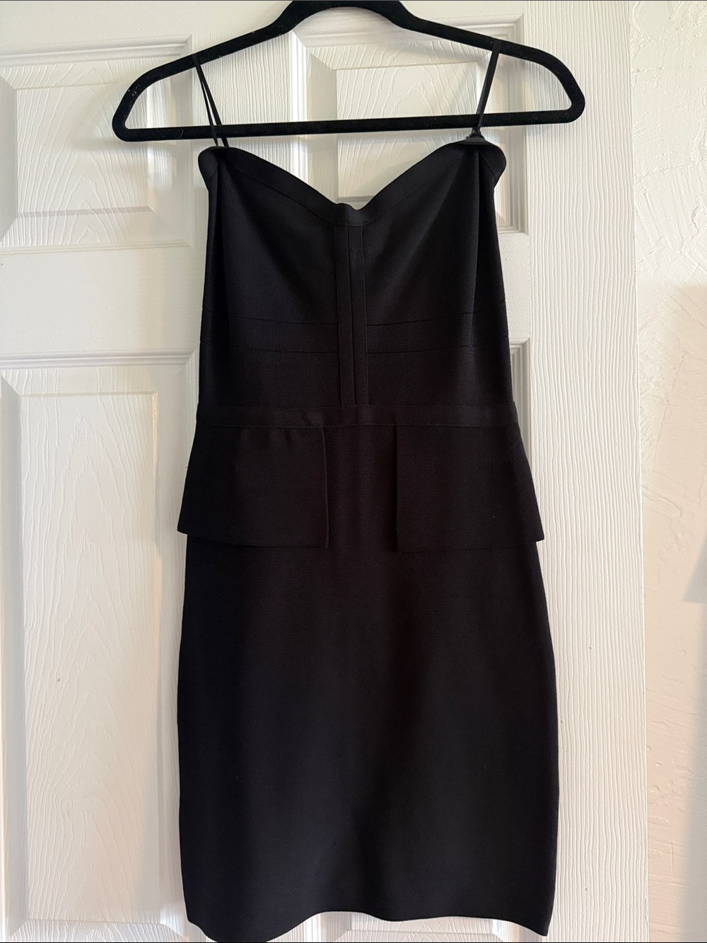 bebe Black Peplum Mini Dress - Strapless